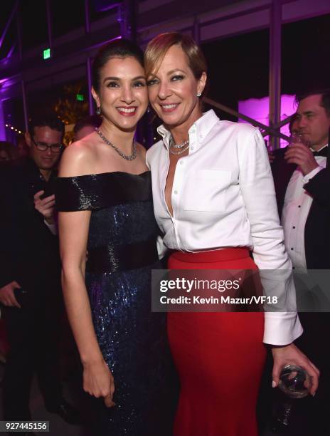 Editor-in-Chief of Vanity Fair Radhika Jones and Allison Janney attend the 2018 Vanity Fair Oscar Party hosted by Radhika Jones at Wallis Annenberg...