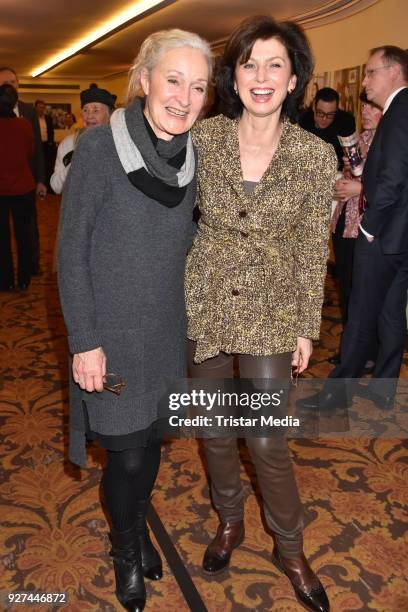 Eleonore Weisgerber and Marijam Agischewa attend the 'Die Niere' premiere on March 4, 2018 in Berlin, Germany.