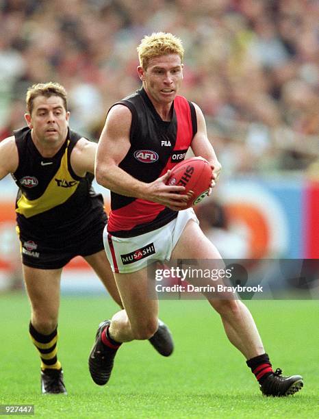 Gary Moorcroft for Essendon in action during round seven of the AFL season match played between Richmond Tigers and the Essendon Bombers held at the...