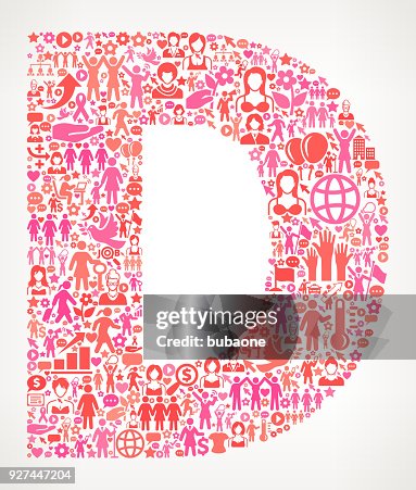 字母 D 婦女權利向量圖示模式 字母 D 婦女權利向量圖示模式