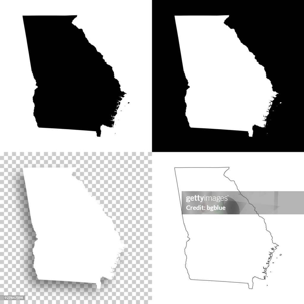Georgia maps for design - Blank, white and black backgrounds