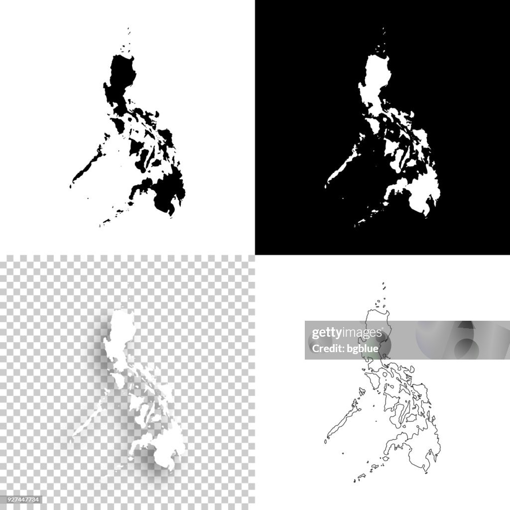 設計 - フィリピン地図の空白、白と黒の背景