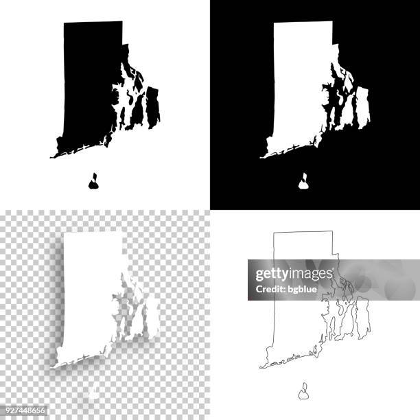 rhode island maps for design - blank, white and black backgrounds - rhode island stock illustrations