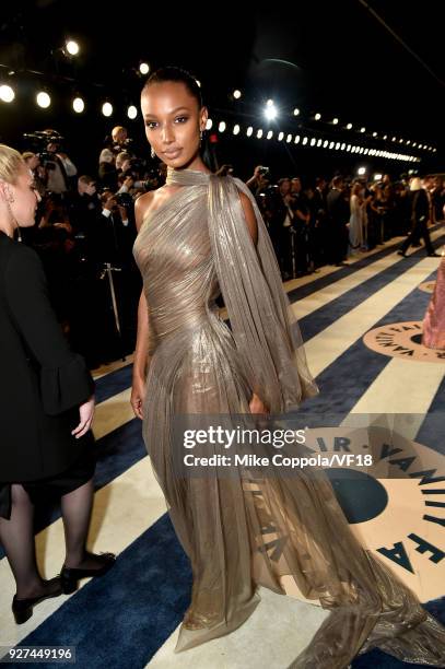 Jasmine Tookes attends the 2018 Vanity Fair Oscar Party hosted by Radhika Jones at Wallis Annenberg Center for the Performing Arts on March 4, 2018...