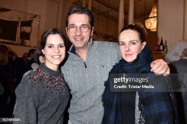 Birhte Wolter, Andreas Elsholz and Denise Zich attend the 'Die Niere' premiere on March 4, 2018 in Berlin, Germany.