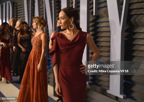 Maggie Q attends the 2018 Vanity Fair Oscar Party hosted by Radhika Jones at Wallis Annenberg Center for the Performing Arts on March 4, 2018 in...