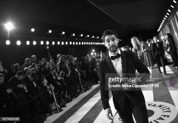 Darren Criss attends the 2018 Vanity Fair Oscar Party hosted by Radhika Jones at Wallis Annenberg Center for the Performing Arts on March 4, 2018 in...