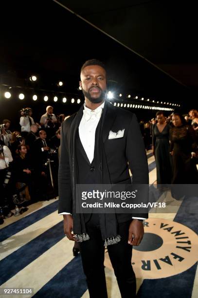 Winston Duke attends the 2018 Vanity Fair Oscar Party hosted by Radhika Jones at Wallis Annenberg Center for the Performing Arts on March 4, 2018 in...