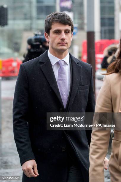 Blane McIlroy arrives at Belfast Crown Court where he is on trial accused of one count of exposure, in connection with an incident in which two...