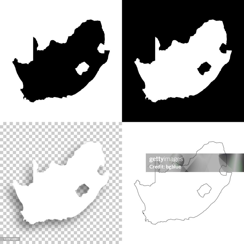 South Africa maps for design - Blank, white and black backgrounds