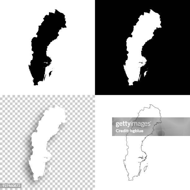 ilustraciones, imágenes clip art, dibujos animados e iconos de stock de mapas de suecia para el diseño - en blanco, blancos y negros fondos - sverige