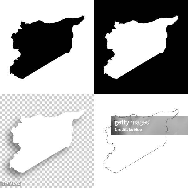 syrien-karten für design - leere, weiße und schwarze hintergründe - syrien stock-grafiken, -clipart, -cartoons und -symbole