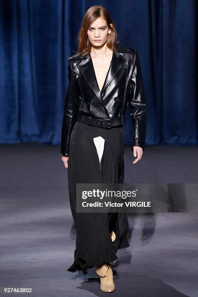 Model walks the runway during the Givenchy Ready to Wear fashion show as part of the Paris Fashion Week Womenswear Fall/Winter 2018/2019 on March 4,...