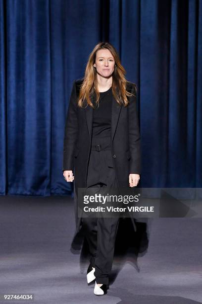 Fashion designer Clare Waight Keller walks the runway during the Givenchy Ready to Wear fashion show as part of the Paris Fashion Week Womenswear...