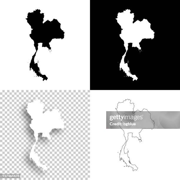 thailand maps for design - blank, white and black backgrounds - thailand stock illustrations