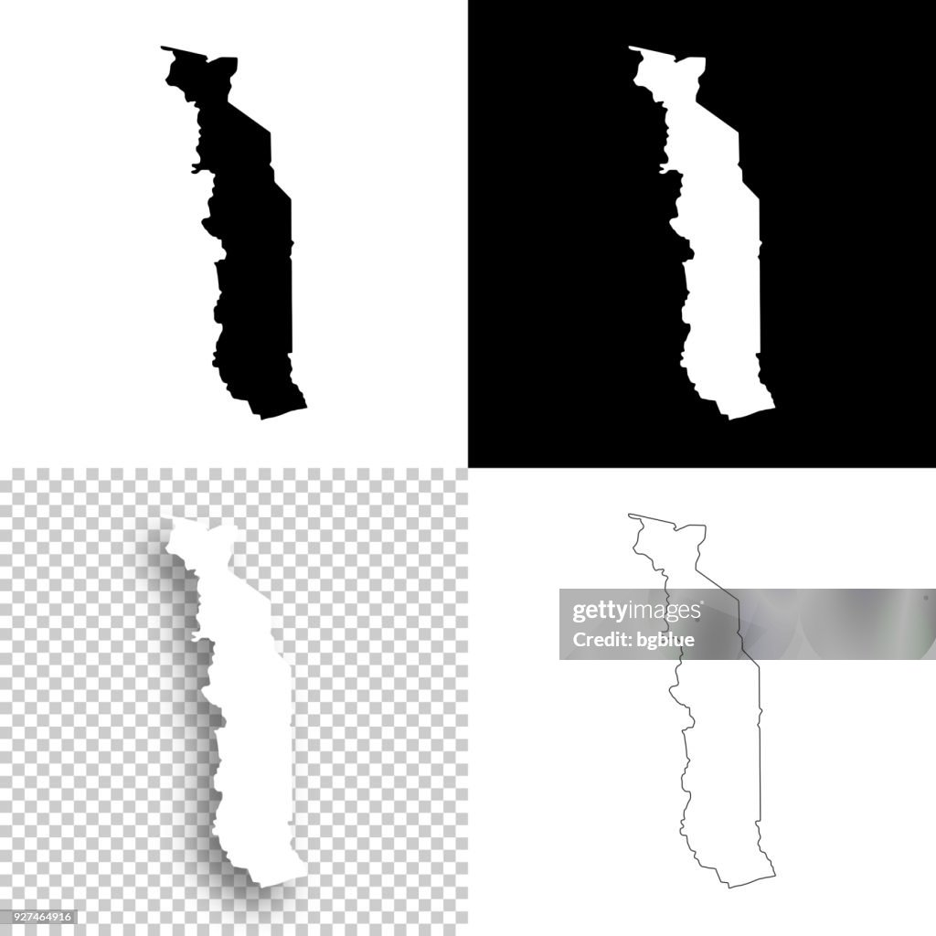 Togo maps for design - Blank, white and black backgrounds