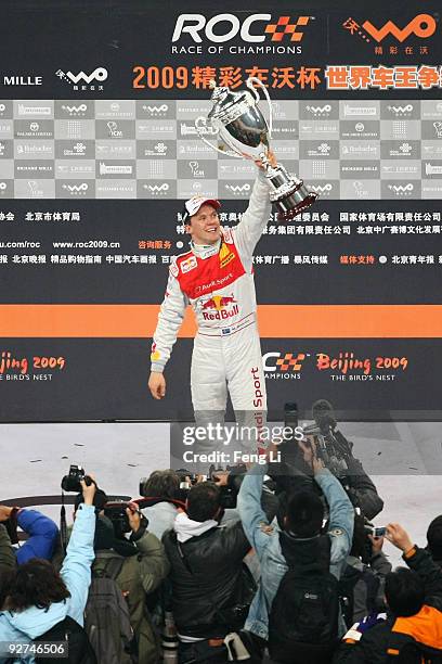 Sweden's Mattias Ekstrom wins the Race of Champions Beijing 2009 at Beijing National Stadium on November 4, 2009 in Beijing, China.