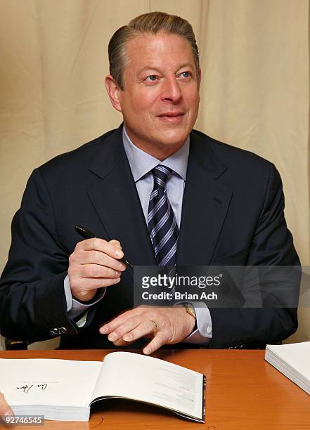 Al Gore promotes "Our Choice" at Barnes & Noble 5th Avenue on November 4, 2009 in New York City.