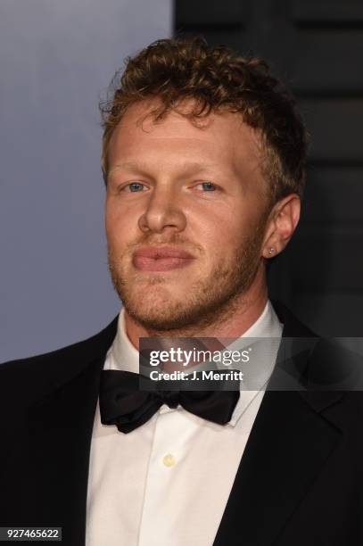 Sebastian Bear-McClard attends the 2018 Vanity Fair Oscar Party hosted by Radhika Jones at the Wallis Annenberg Center for the Performing Arts on...