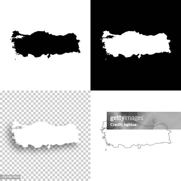 turkey maps for design - blank, white and black backgrounds - turkey country map stock illustrations