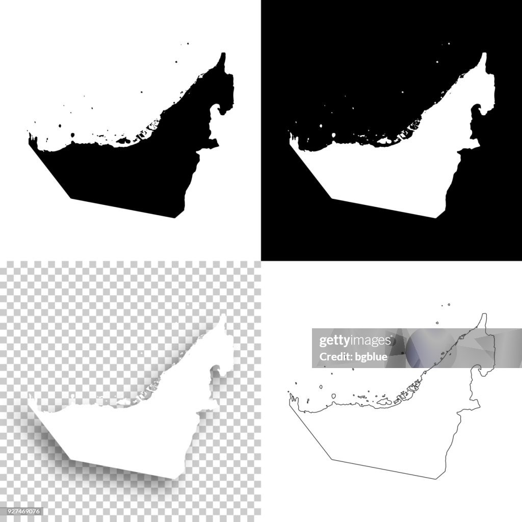 United Arab Emirates maps for design - Blank, white, black backgrounds