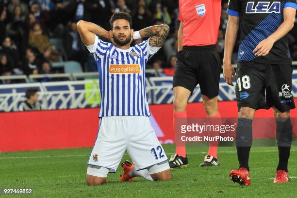 Willian Jose of Real Sociedad reacts during the Spanish league football match between Real Sociedad and Alaves at the Anoeta Stadium on 4 March 2018...