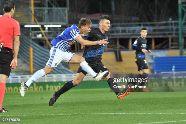 Sergio Canales of Real Sociedad during the Spanish league football match between Real Sociedad and Alaves at the Anoeta Stadium on 4 March 2018 in...