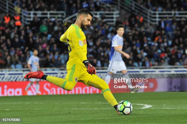 Miguel Angel Moya of Real Sociedad during the Spanish league football match between Real Sociedad and Alaves at the Anoeta Stadium on 4 March 2018 in...