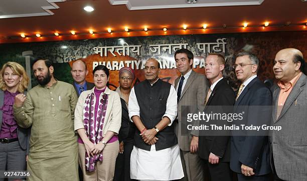 President Rajnath Singh meets young political leaders from United States in New Delhi.
