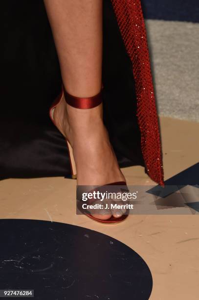 Gal Gadot, shoe detail, attends the 2018 Vanity Fair Oscar Party hosted by Radhika Jones at the Wallis Annenberg Center for the Performing Arts on...