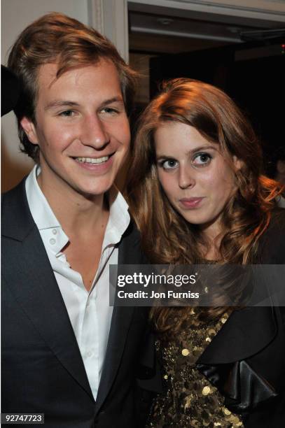 Princess Beatrice of York and David Clark attend the Georgina Chapman for Garrard collection launch on November 4, 2009 in London, England.