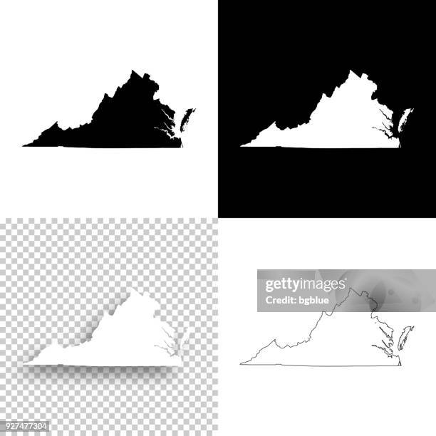 virginia maps for design - blank, white and black backgrounds - richmond virginia map stock illustrations