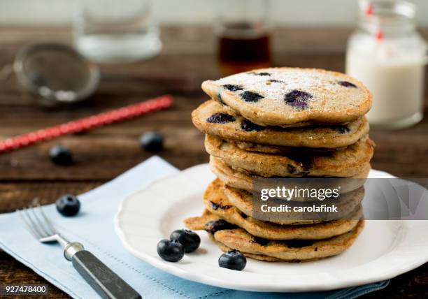 pancakes - blueberry pancakes stock pictures, royalty-free photos & images