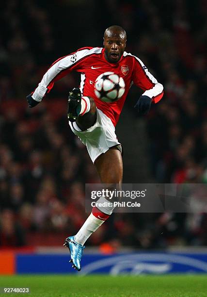 William Gallas of Arsenal controls the ball during the UEFA Champions League Group H match between Arsenal and AZ Alkmaar at the Emirates Stadium on...
