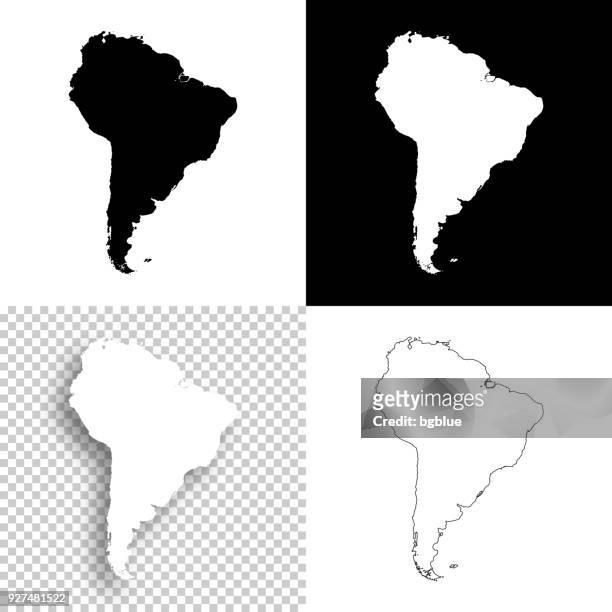 south america maps for design - blank, white and black backgrounds - south america stock illustrations