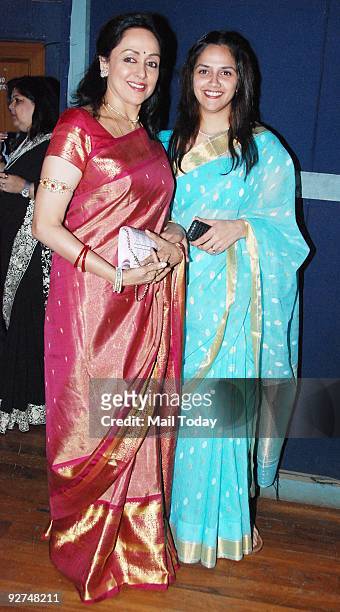 Veteran Bollywood actress Hema Malini poses with daughter Ahana at a dance event in Mumbai on Saturday, October 31, 2009.