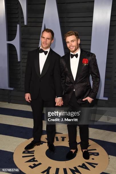 Matthew Wilkas and skier Gus Kenworthy attend the 2018 Vanity Fair Oscar Party hosted by Radhika Jones at the Wallis Annenberg Center for the...