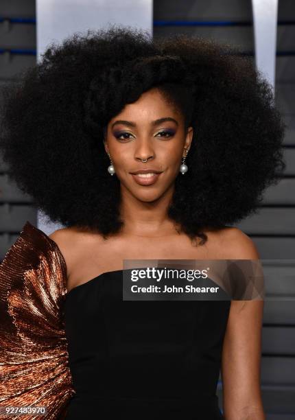 Actress Jessica Williams attends the 2018 Vanity Fair Oscar Party hosted by Radhika Jones at Wallis Annenberg Center for the Performing Arts on March...
