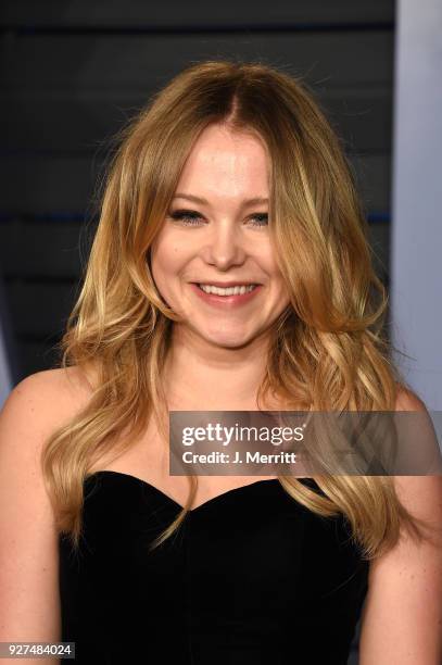 Poppy Jamie attends the 2018 Vanity Fair Oscar Party hosted by Radhika Jones at the Wallis Annenberg Center for the Performing Arts on March 4, 2018...