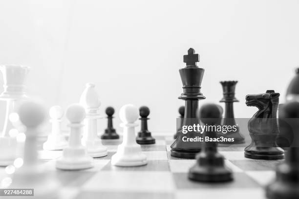 chess pieces on a chess board - chess board without stock pictures, royalty-free photos & images