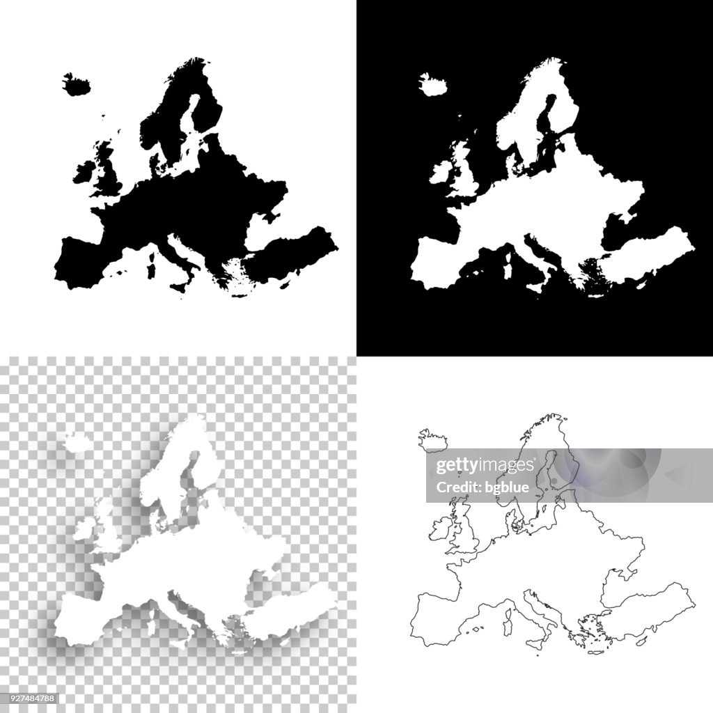 Mapas de Europa para el diseño - en blanco, blancos y negros fondos