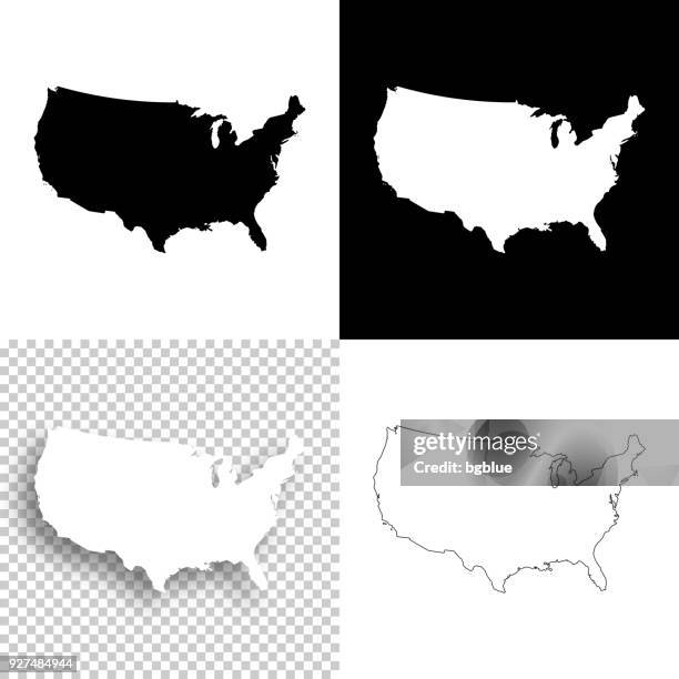 usa maps for design - blank, white and black backgrounds - usa outline stock illustrations