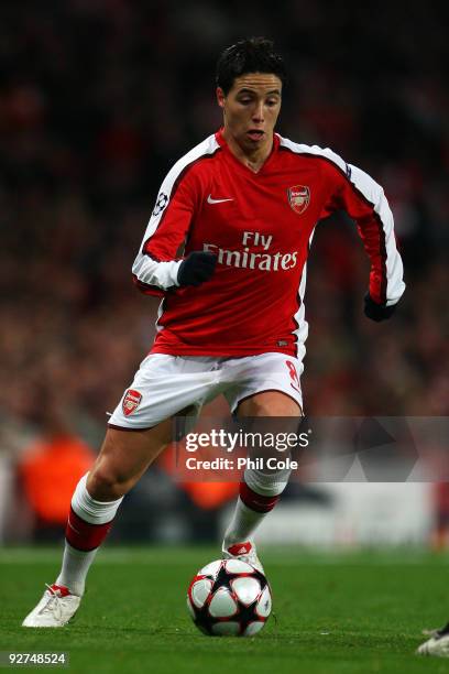 Samir Nasri of Arsenal in action during the UEFA Champions League Group H match between Arsenal and AZ Alkmaar at the Emirates Stadium on November 4,...
