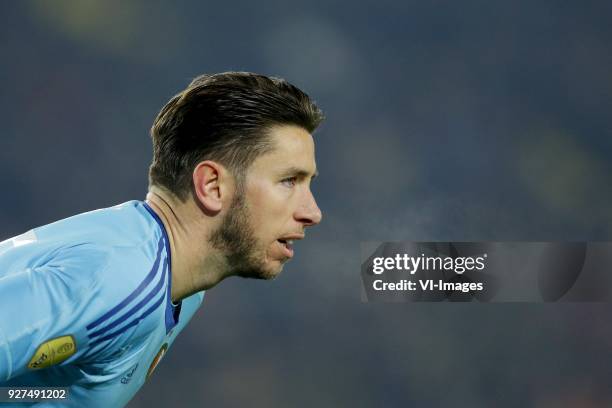 Keeper Brad Jones of Feyenoord during the Dutch Eredivisie match between NAC Breda and Feyenoord Rotterdam at the Rat Verlegh stadium on March 03,...