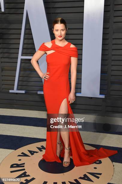 Grace Gummer attends the 2018 Vanity Fair Oscar Party hosted by Radhika Jones at the Wallis Annenberg Center for the Performing Arts on March 4, 2018...
