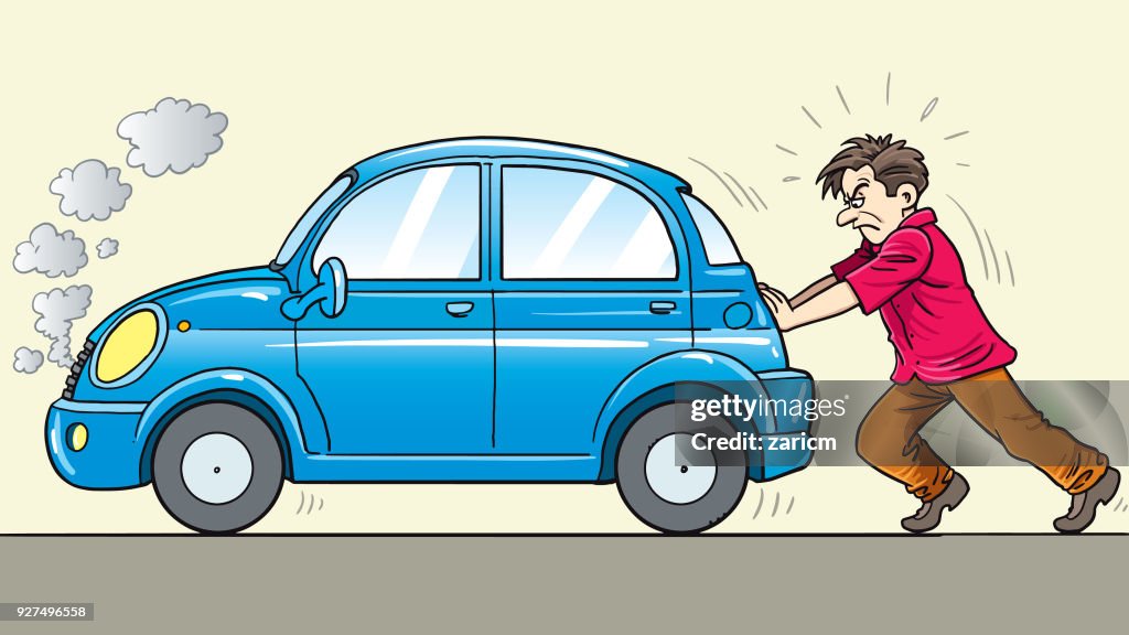 Spingere l'auto per strada