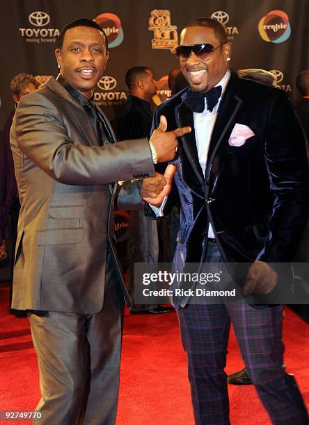 Recording Artist Keith Sweat and Devyne Stephens attend the 2009 Soul Train Awards at the Georgia World Congress Center on November 3, 2009 in...