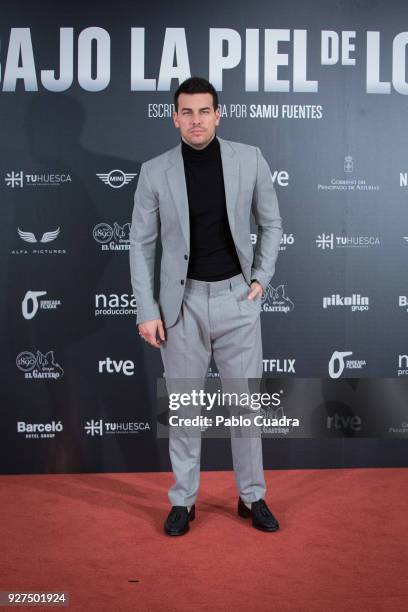 Actor Mario Casas attends 'Bajo La Piel del Lobo' photocall on March 5, 2018 in Madrid, Spain.