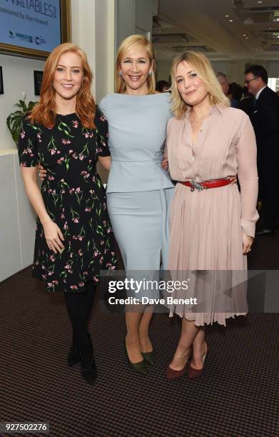 Sarah-Jane Mee, Tania Bryer and Mika Simmons attend Turn The Tables 2018 hosted by Tania Bryer and James Landale in aid of Cancer Research UK at...