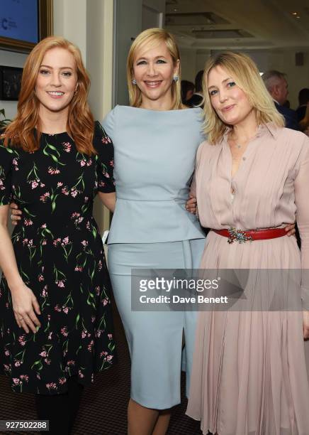 Sarah-Jane Mee, Tania Bryer and Mika Simmons attend Turn The Tables 2018 hosted by Tania Bryer and James Landale in aid of Cancer Research UK at...